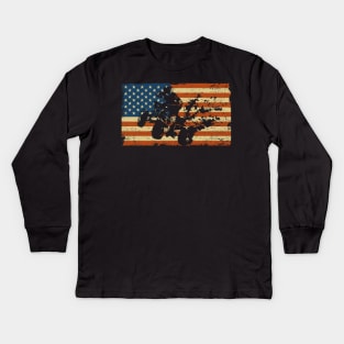 ATV QUad USA Flag Grunge Kids Long Sleeve T-Shirt